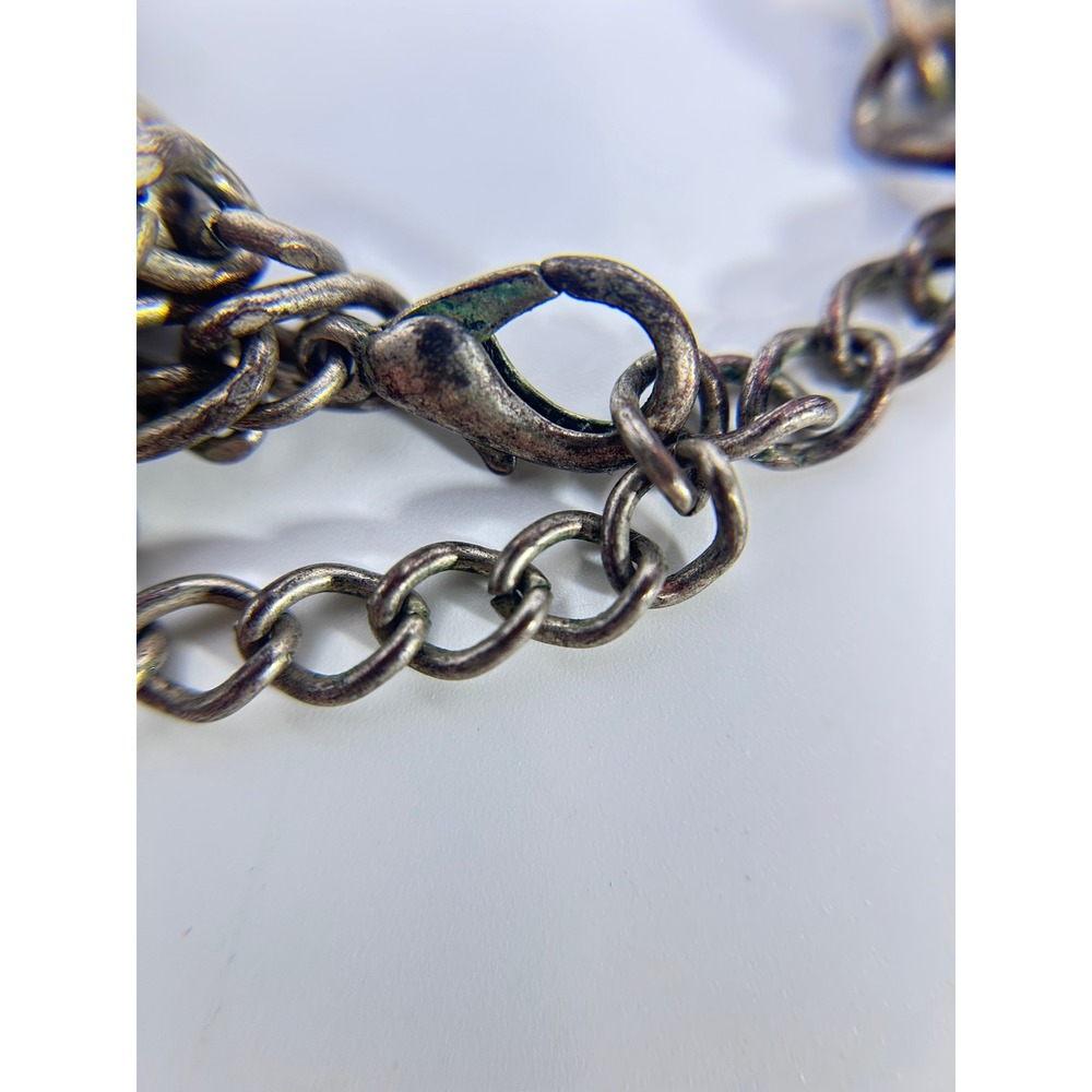 Vintage Silver Tone Multi Strand Statement Necklace Rhinestone Pendant 18"‎ Boho - Picture 3 of 8